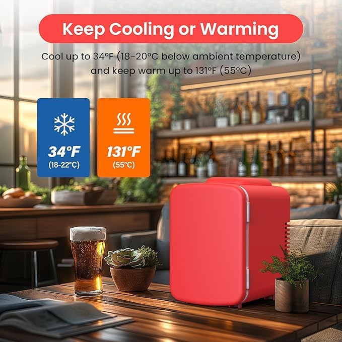 Foto 8 pulgar | Minirefrigerador Simple Deluxe Mini 4l/6 Latas, Calentador Y Enfriador De Latas, Color Rojo - Venta Internacional.