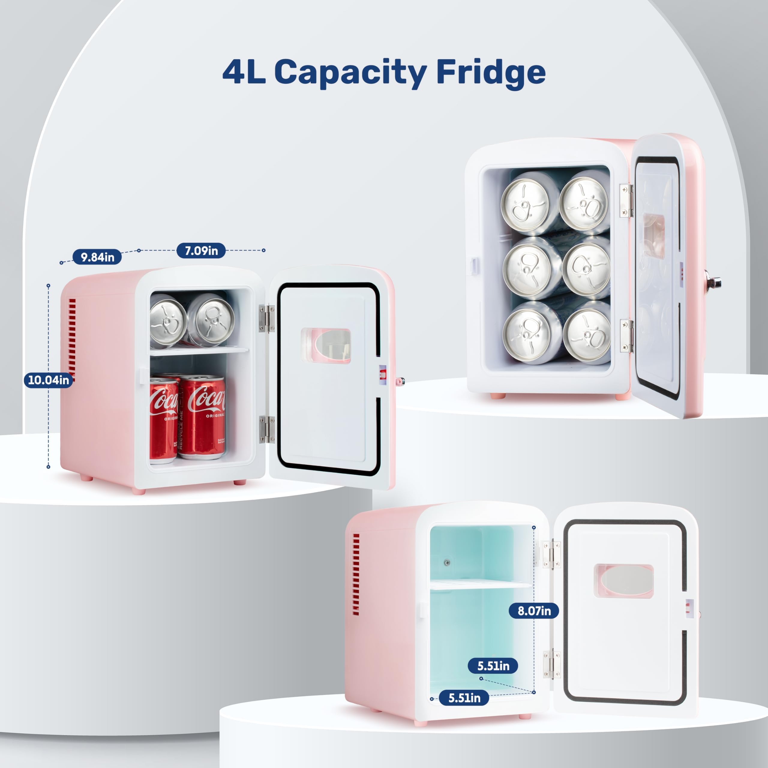 Foto 2 | Minirefrigerador Simple Deluxe De 4 Litros Para 6 Latas, Calentador Y Enfriador, Rosa - Venta Internacional.