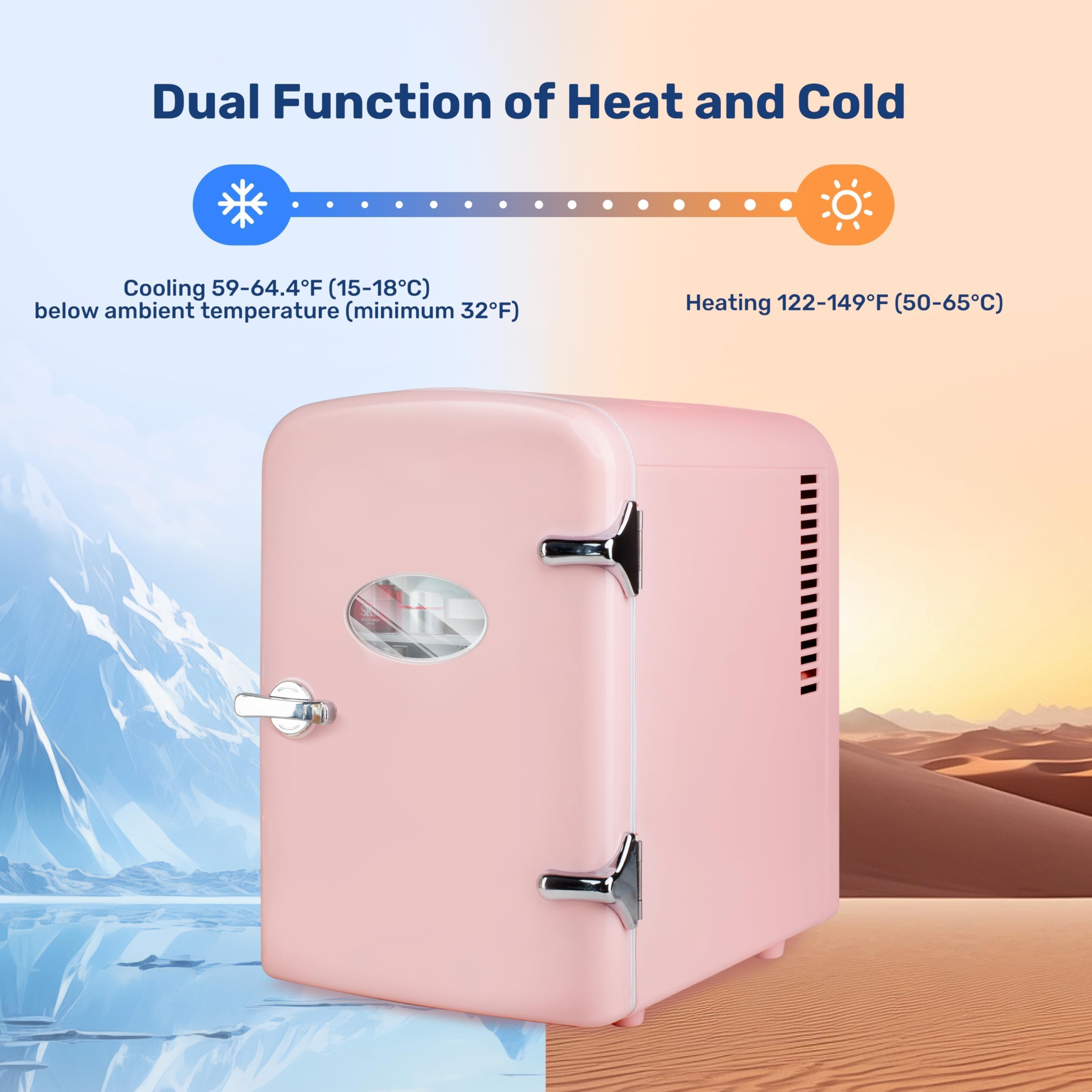 Foto 4 pulgar | Minirefrigerador Simple Deluxe De 4 Litros Para 6 Latas, Calentador Y Enfriador, Rosa - Venta Internacional.