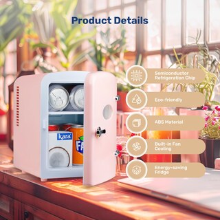Foto 4 | Minirefrigerador Simple Deluxe De 4 Litros Para 6 Latas, Calentador Y Enfriador, Rosa - Venta Internacional.
