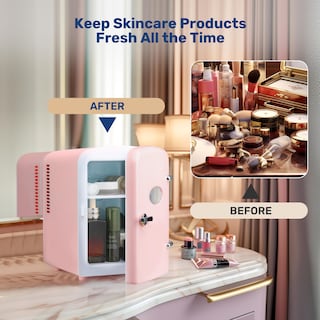 Foto 7 | Minirefrigerador Simple Deluxe De 4 Litros Para 6 Latas, Calentador Y Enfriador, Rosa - Venta Internacional.