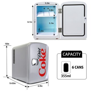 Foto 7 | Mininevera Coca-cola Portátil De 4 Litros Y 6 Latas Para Dormitorio, Color Gris - Venta Internacional.