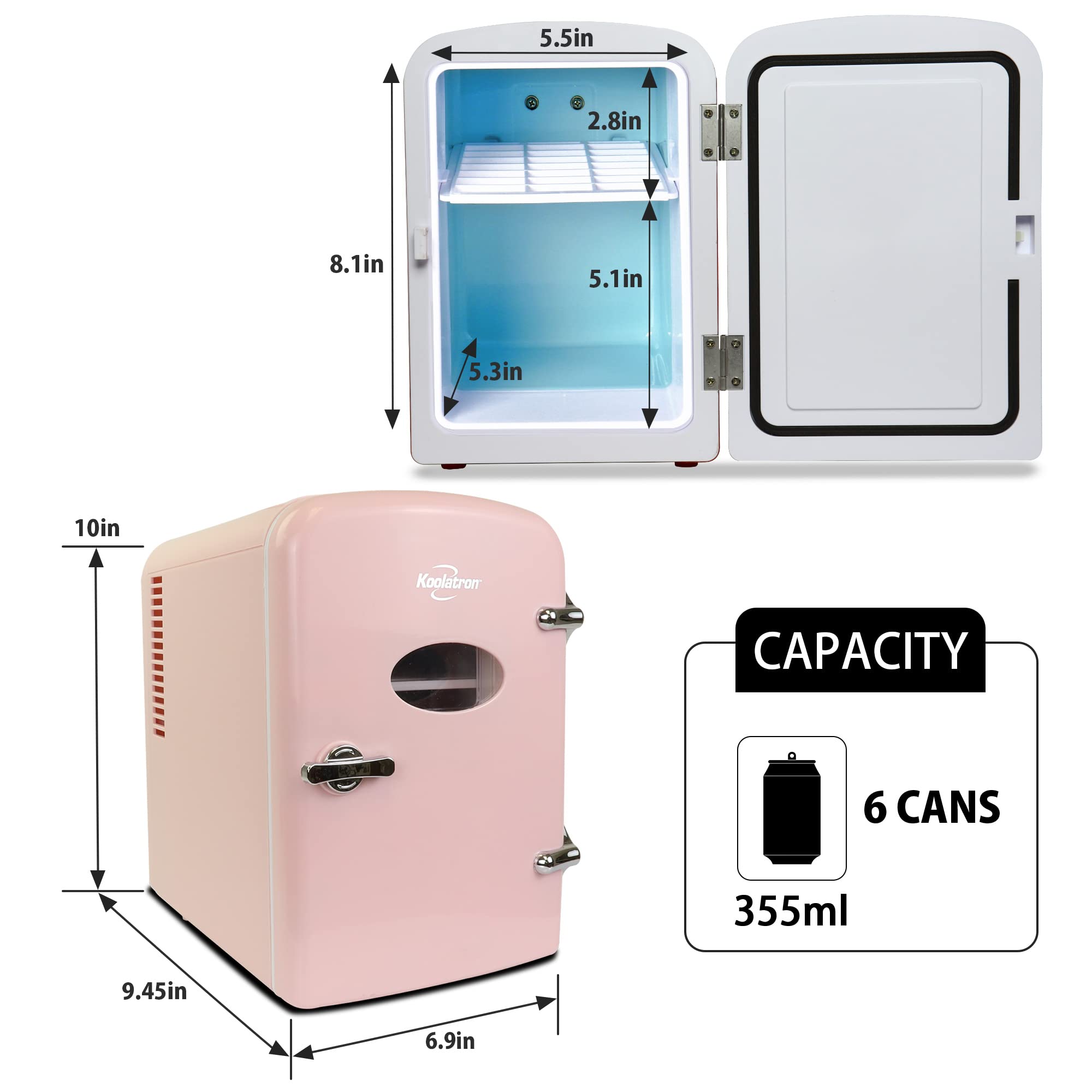 Foto 6 | Mininevera Koolatron Retro De 4 Litros Para El Cuidado De La Piel Del Dormitorio, Color Rosa - Venta Internacional.