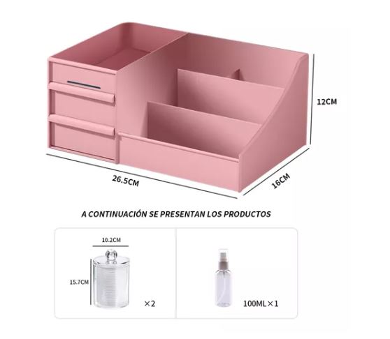 Foto 3 | Caja Organizadora Maquillaje Con Gavetas Multifuncional Rosa