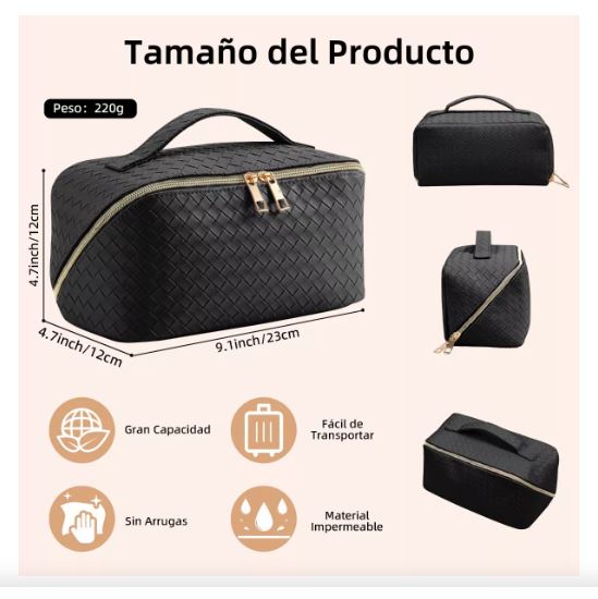 Foto 2 | Neceser de Maquillaje Negro Impermeable de Gran Capacidad