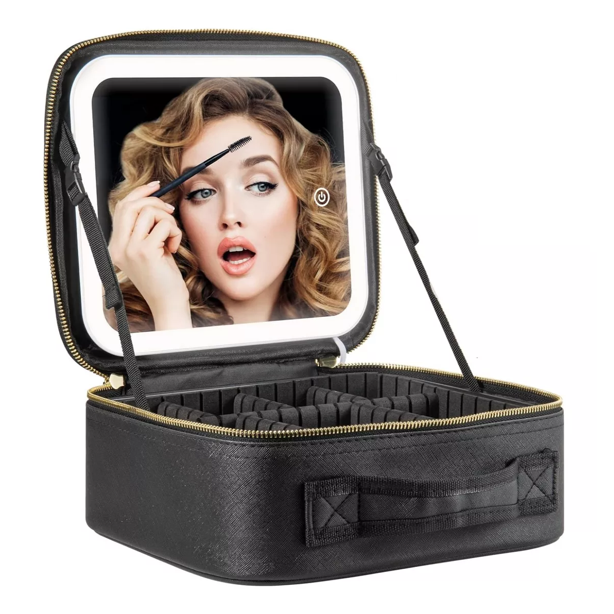 Estuche de Maquillaje con Espejo de Luz Led Eo Safe Imports ESI-13201 Negro