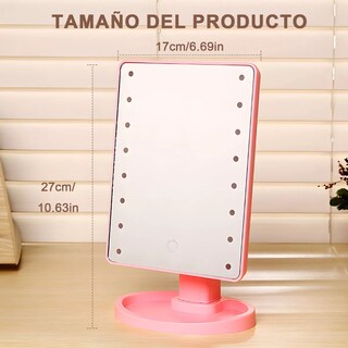 Foto 3 | Espejo Maquillaje con Luz Led Rotación de 180° Eo Safe Imports Esi-13202 Rosa