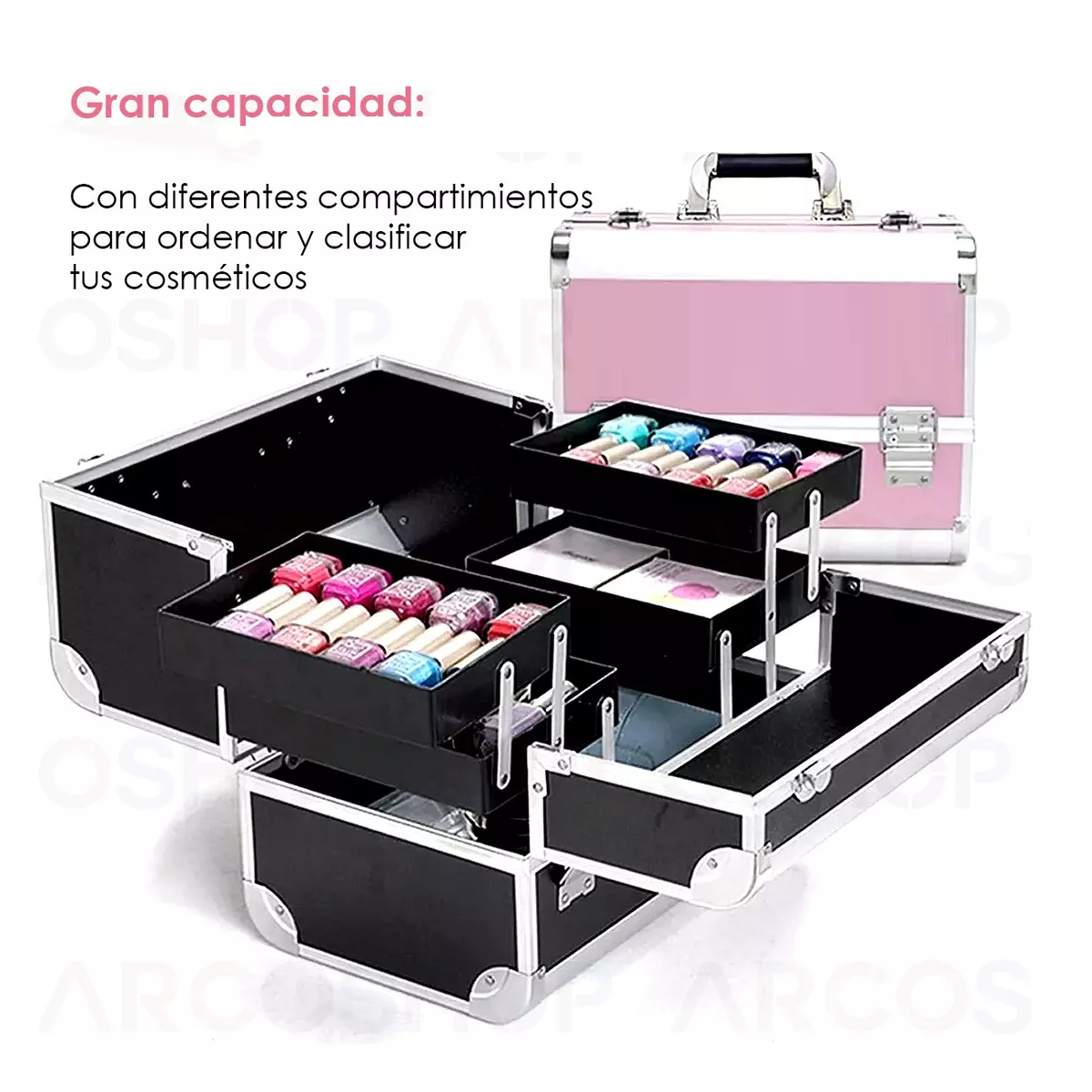 Foto 2 | Neceser Maletin Reforzada Cosmetiquera Profesional Eo Safe Imports Esi-18476 Rosa