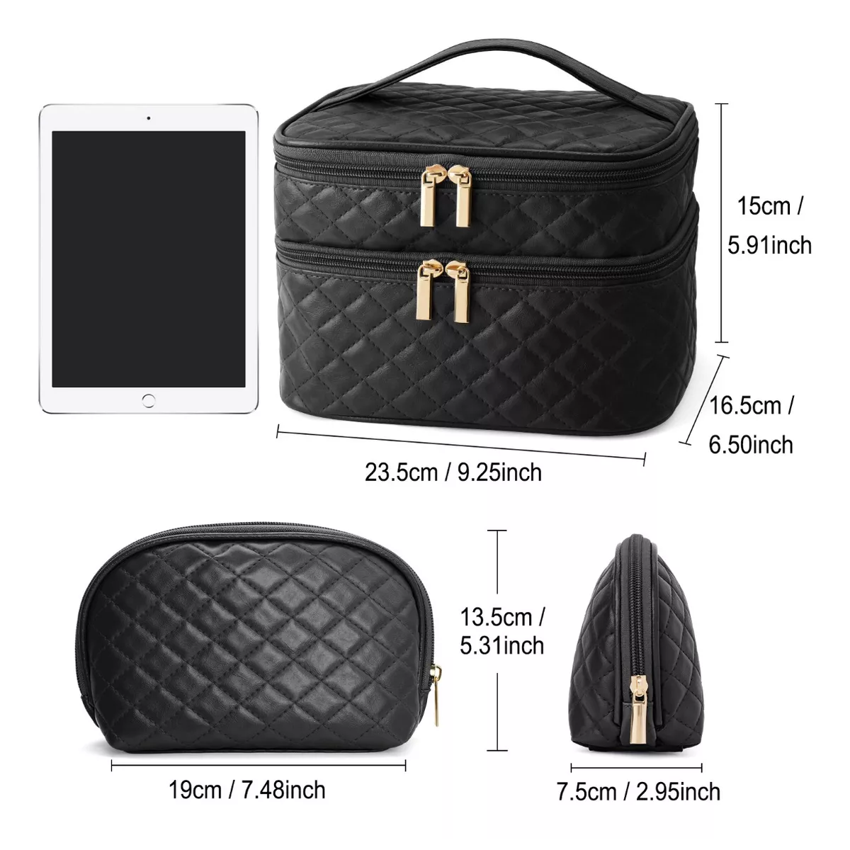 Foto 3 pulgar | Estuches De Maquillaje Bolsa Cosmetiquera Set 2 Neceser Eo Safe Imports Esi-18473 Negro
