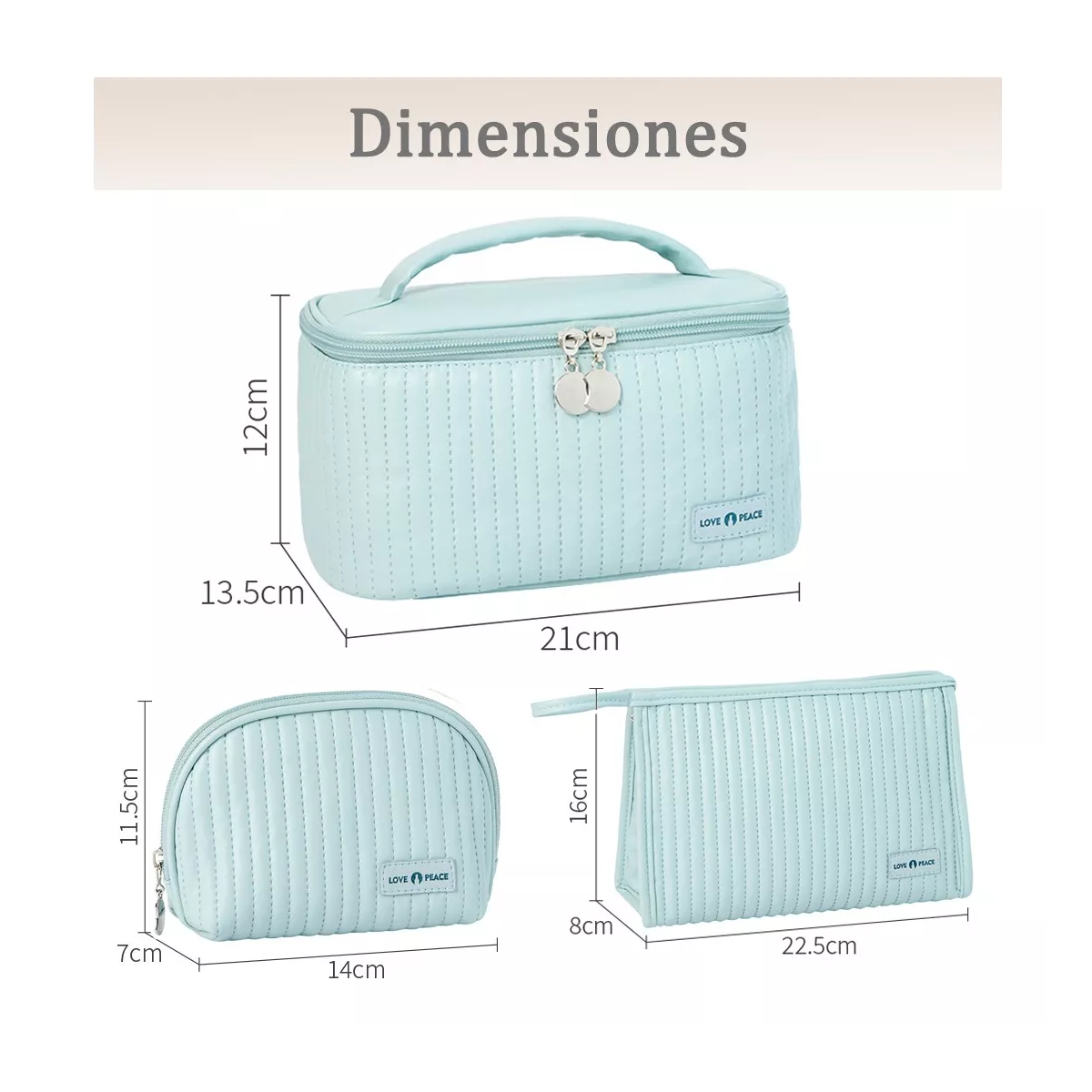 Foto 4 pulgar | Cosmetiquera Neceser Estuches De Maquillaje Bolsa Viaje 3pz Eo Safe Imports Esi-18475 Azul