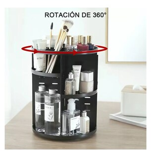 Foto 5 | Organizador de Maquillaje Acrilico Almacenamiento Rotación 360° Negro
