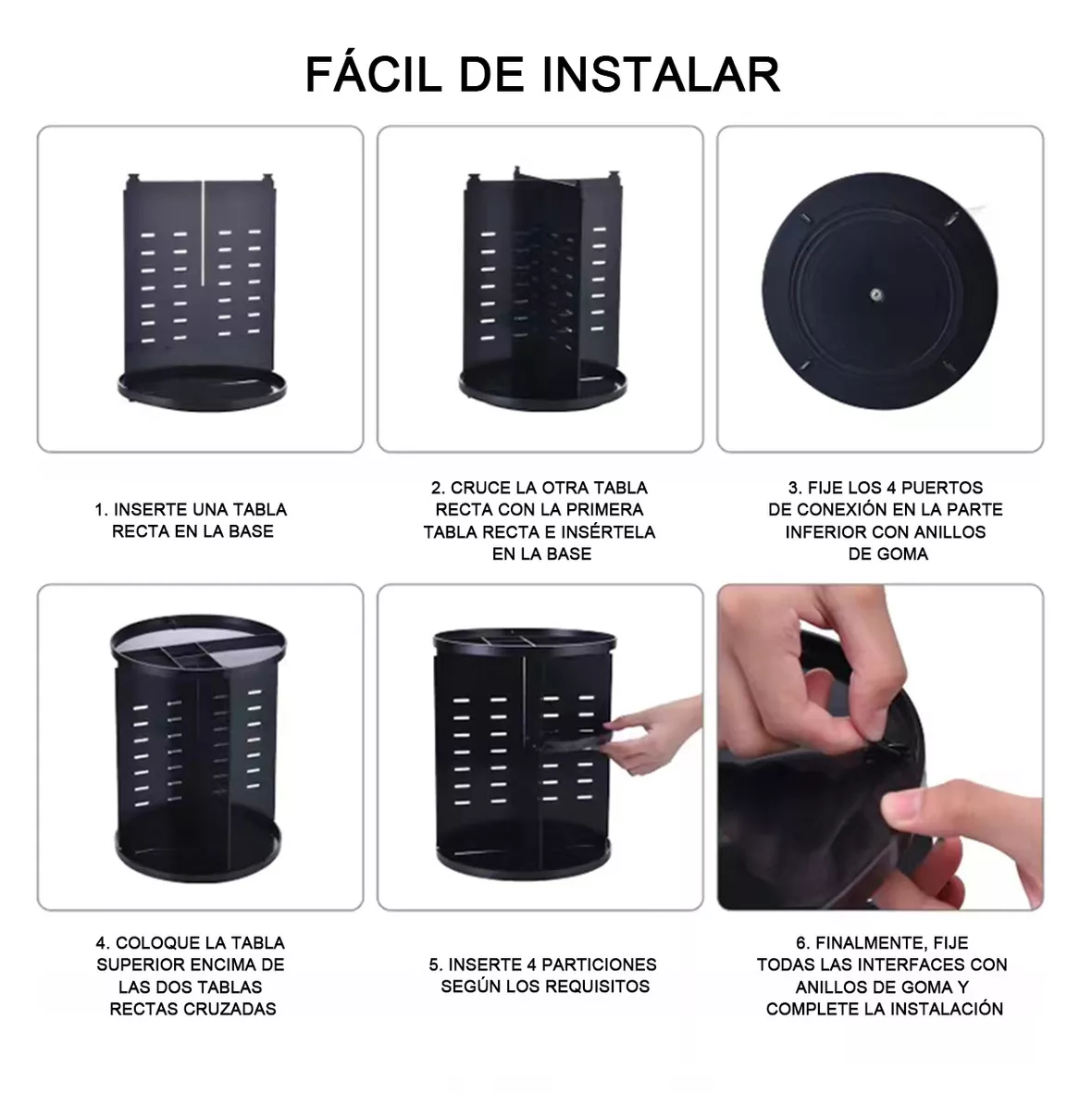 Foto 4 pulgar | Organizador de Maquillaje Acrilico Almacenamiento Rotación 360° Negro
