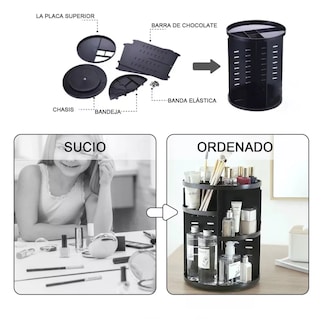 Foto 4 | Organizador de Maquillaje Acrilico Almacenamiento Rotación 360° Negro