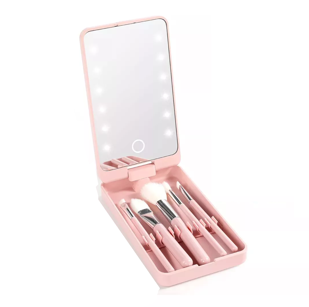 Foto 1 | Espejo Maquillaje Led Rotación De 360°incluye Brochas  Eo Safe Imports Esi-18598 Rosa