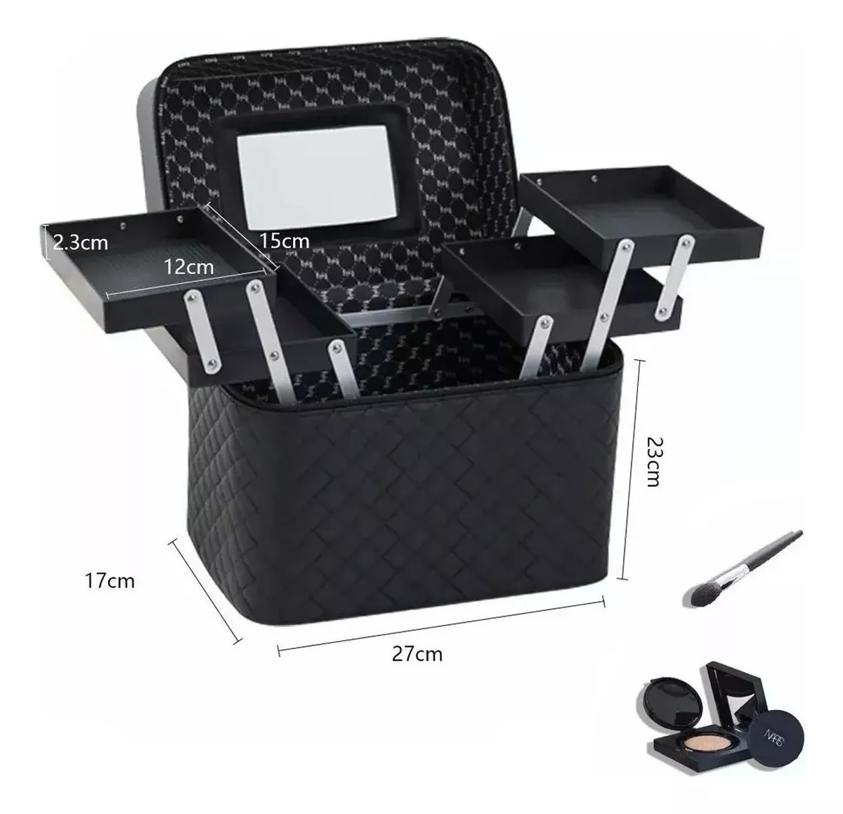 Foto 4 pulgar | Neceser Cosmetiquera Profesional Espejo Viaje Organizador Eo Safe Imports Esi-18625 Negro