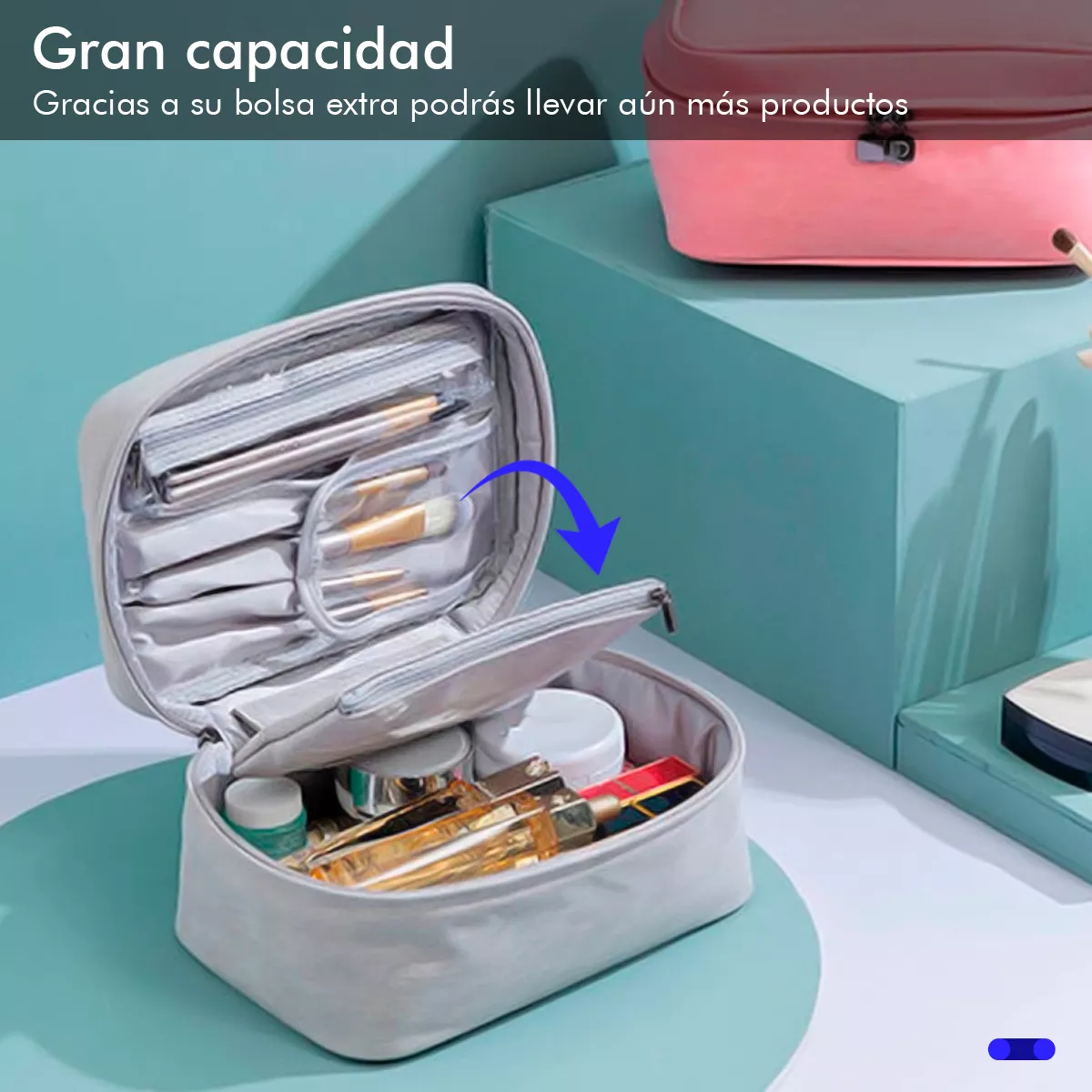 Foto 4 pulgar | Cosmetiquera Bolsillos Brochas Bolsa Central Desprendible Eo Safe Imports Esi-18622 Gris