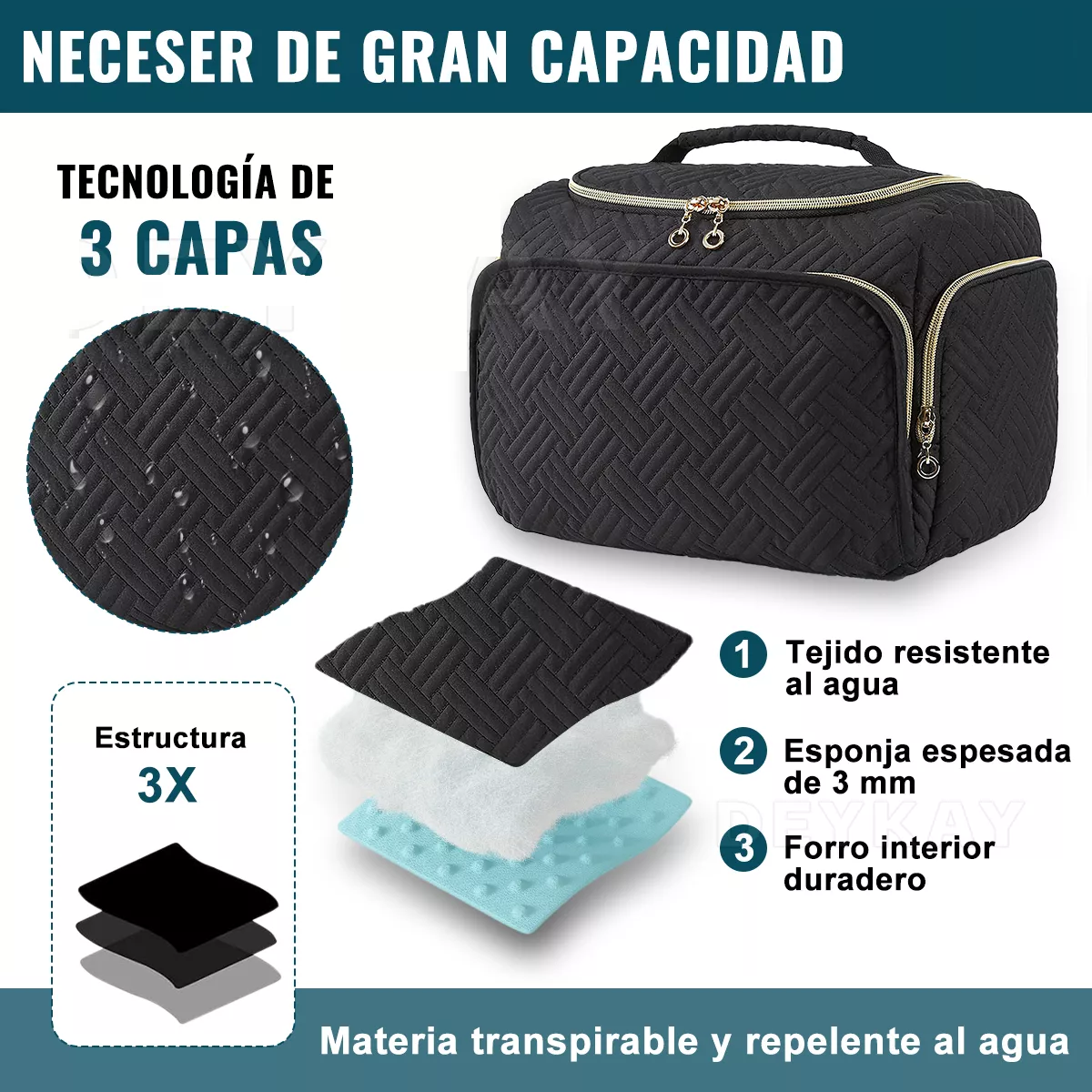 Foto 3 pulgar | Cosmetiquera Neceser Organizador de Viaje Portátil Eo Safe Imports Negro