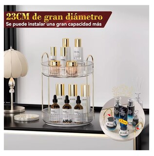 Foto 3 | Organizador De Maquillaje Lab.g Cosméticos Rotación Acrílico 360° 2 Niveles Transparencia