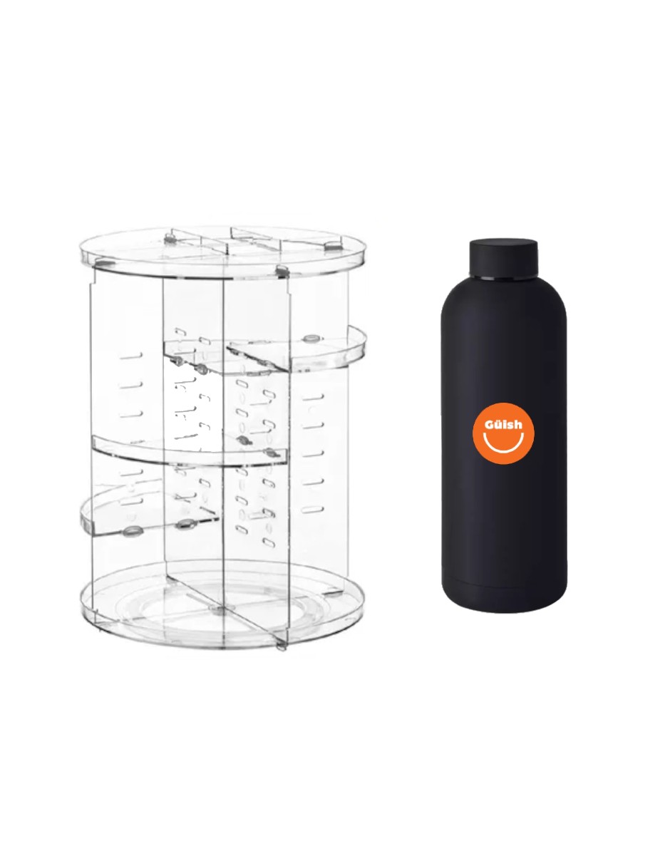 Foto 2 pulgar | Organizador para Cosméticos Multinivel Giratorio 360° + Termo de Agua Güish