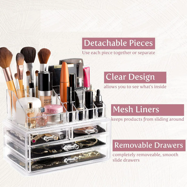Foto 4 pulgar | Organizador Xtellar De Maquillaje Transparente Con Espejo