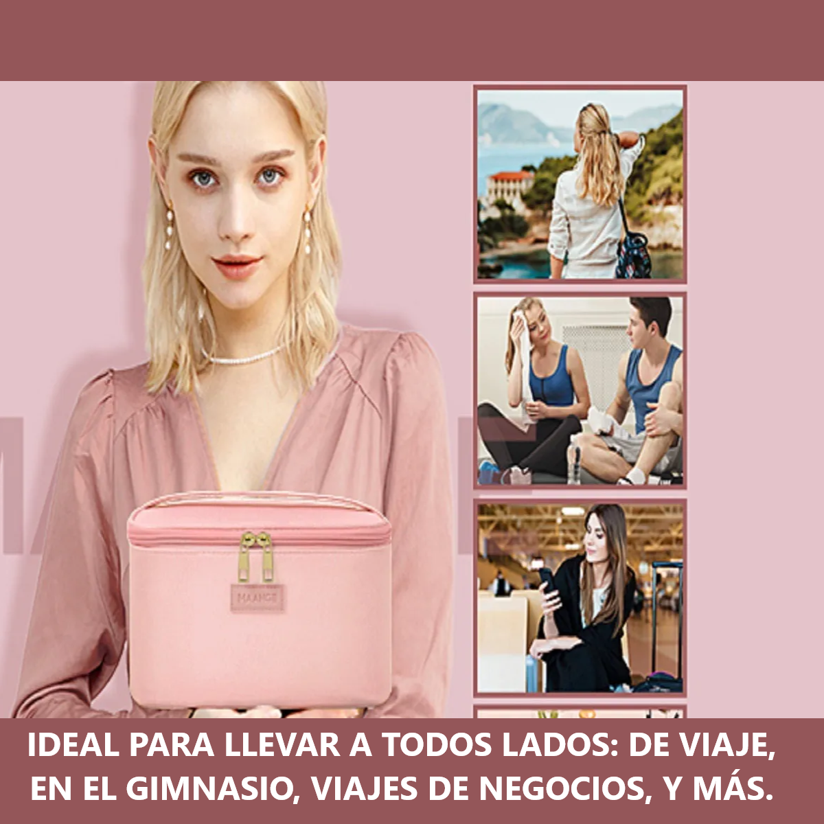 Foto 4 pulgar | Juego 3pcs Cosmetiquera Neceser Estuches De Maquillaje Bolsa Viaje Eo Safe Imports Esi-18958 Rosa