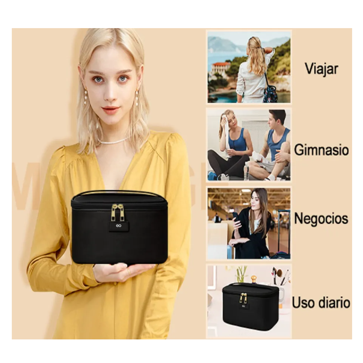 Foto 3 | Set De Neceseres, Cosmetiqueras Estuches De Maquillaje, Bolsa Viaje 3pcs Eo Safe Imports Esi-18959 Negro