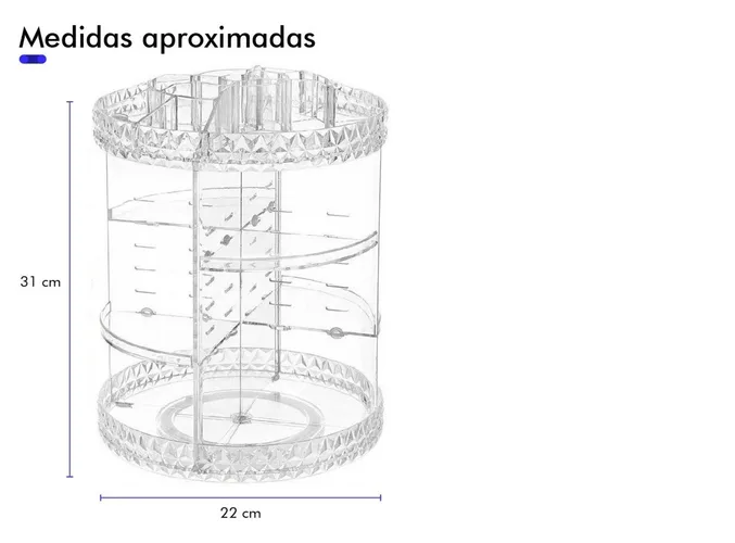 Foto 2 | Organizador de Maquillaje Xtellar Giratorio 360° con 4 Niveles Multiusos Moderno y Duradero en Acrílico Transparente