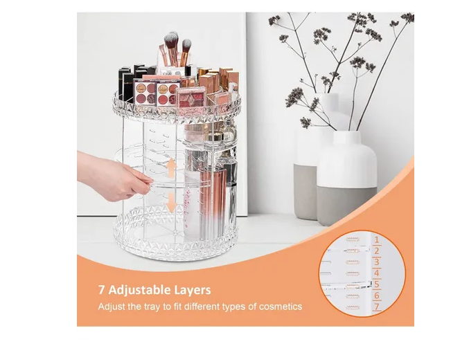 Foto 4 pulgar | Organizador de Maquillaje Xtellar Giratorio 360° con 4 Niveles Multiusos Moderno y Duradero en Acrílico Transparente