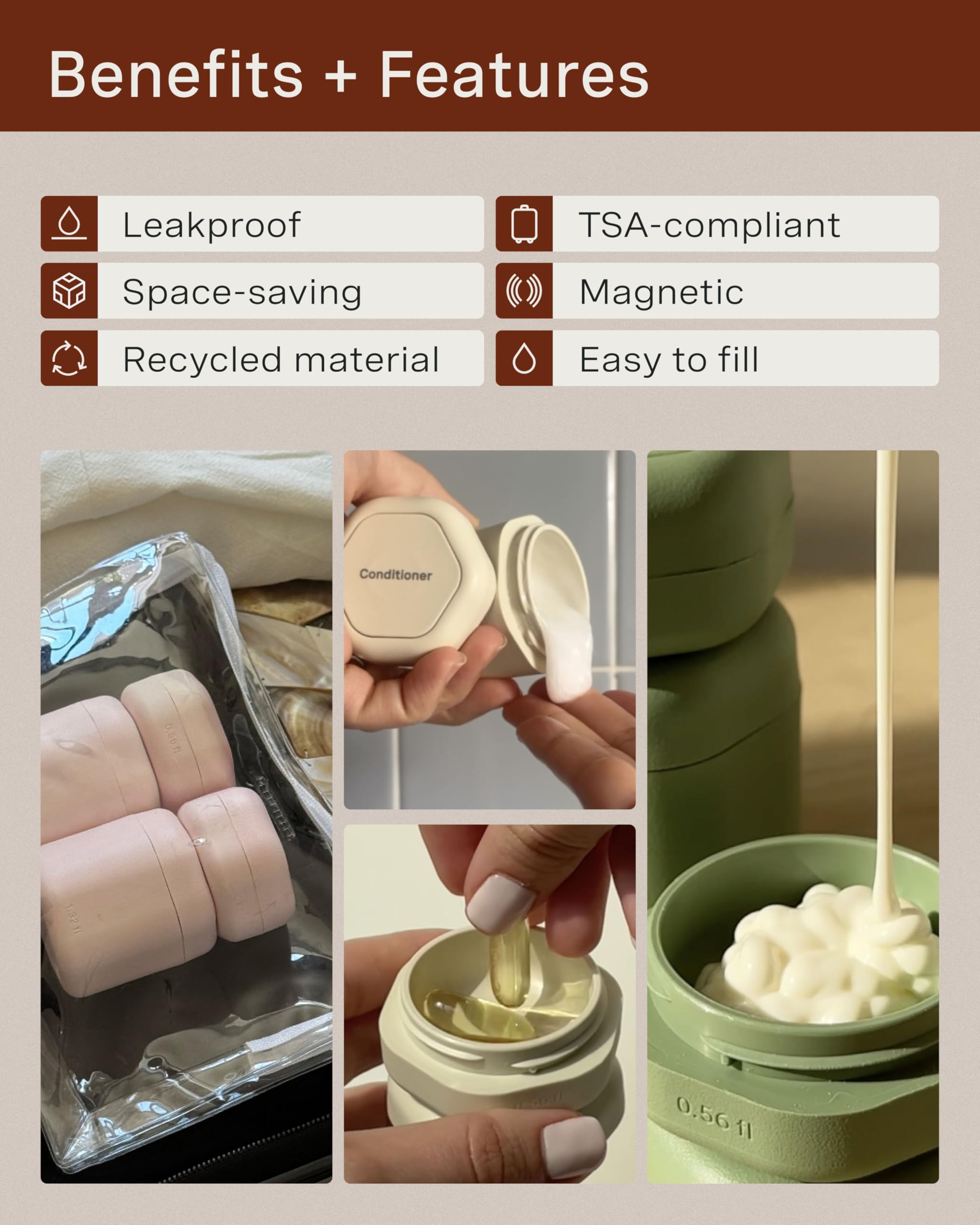 Foto 2 | Set De Cápsulas Travel Containers Cadence Daily Routine Sand - Venta Internacional.