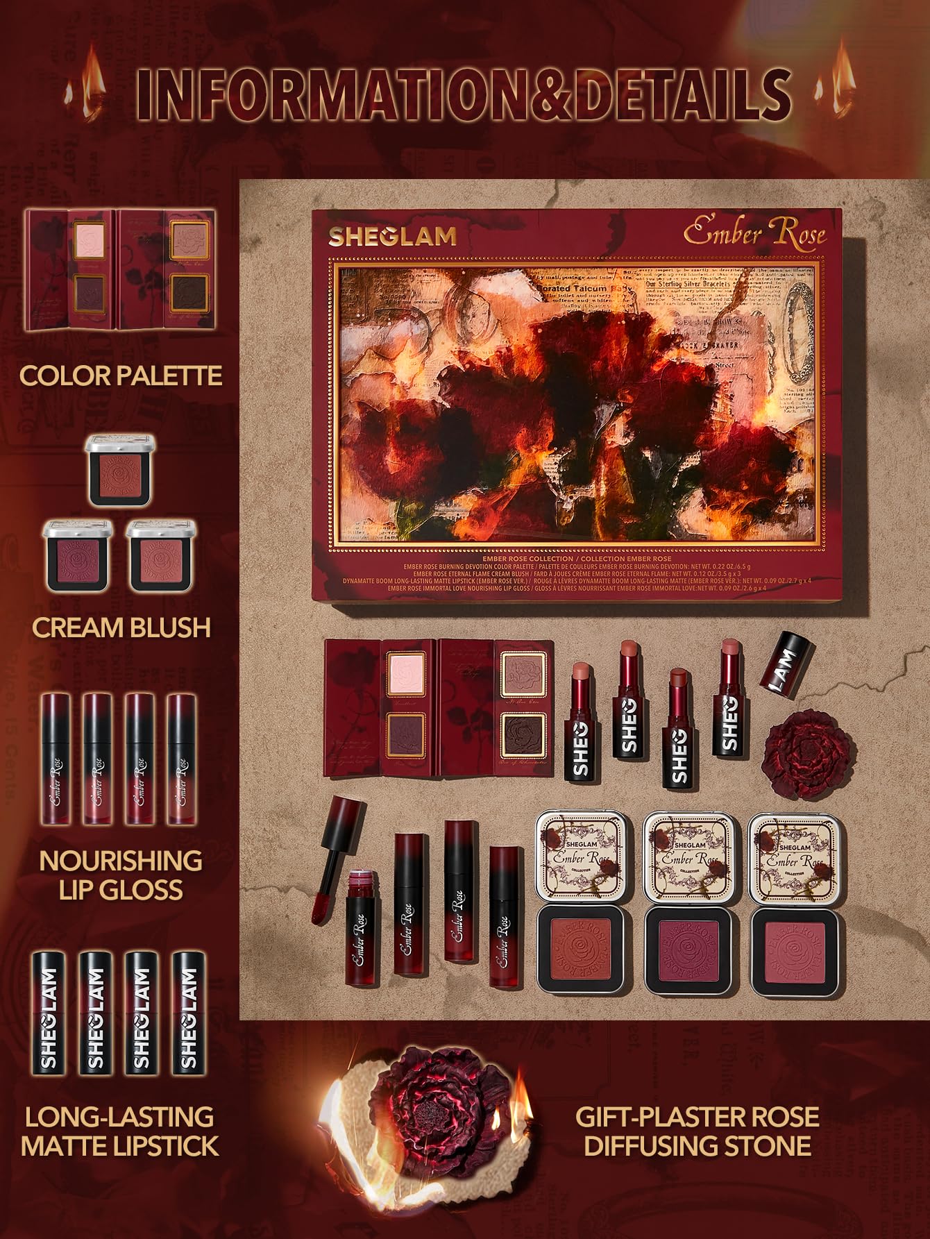 Foto 2 | Set De Maquillaje Sheglam Ember Rose Collection Con Brillo De Labios Y Rubor - Venta Internacional.
