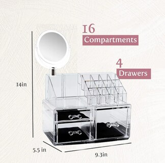 Foto 2 | Organizador De Maquillaje Y Joyas Xtellar Con Espejo, Diseño Transparente Y Elegante