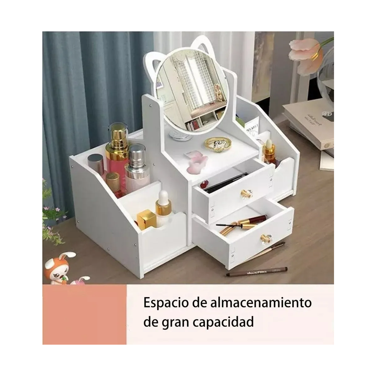 Foto 4 pulgar | Caja De Almacenamiento De Cosméticos Multifuncional + Espejo Eo Safe Imports Esi-20301 Blanco