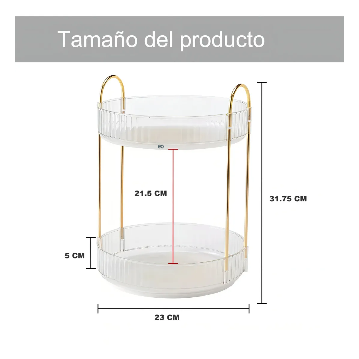Foto 3 pulgar | Organizador De Maquillaje Giratorio De 360 Grados Para Tocador Eo Safe Imports Esi-20299 Transparente