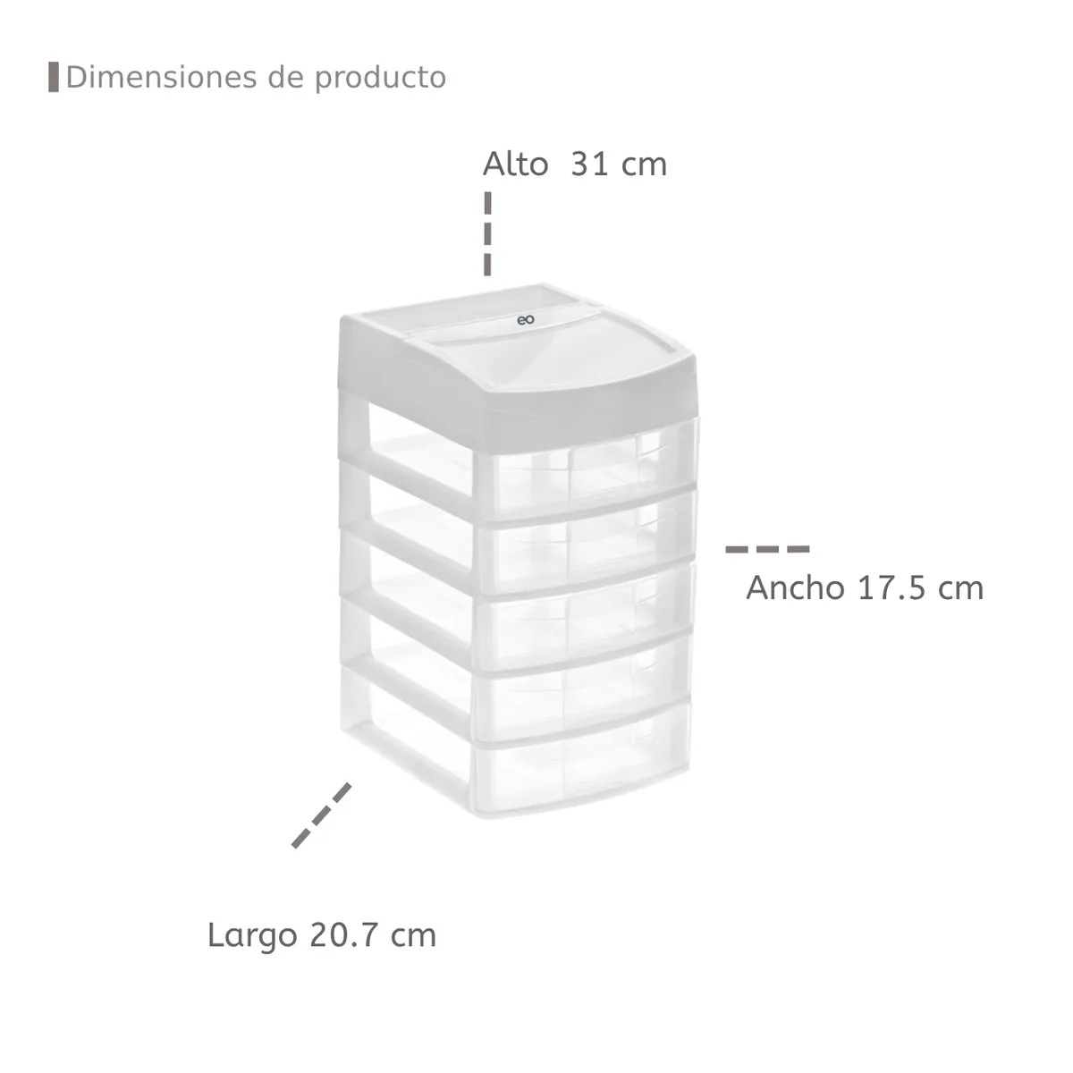 Foto 3 pulgar | Mini Cajonera Organizador De Escritorio 5 Cajones Eo Safe Imports Esi-20303 Blanco