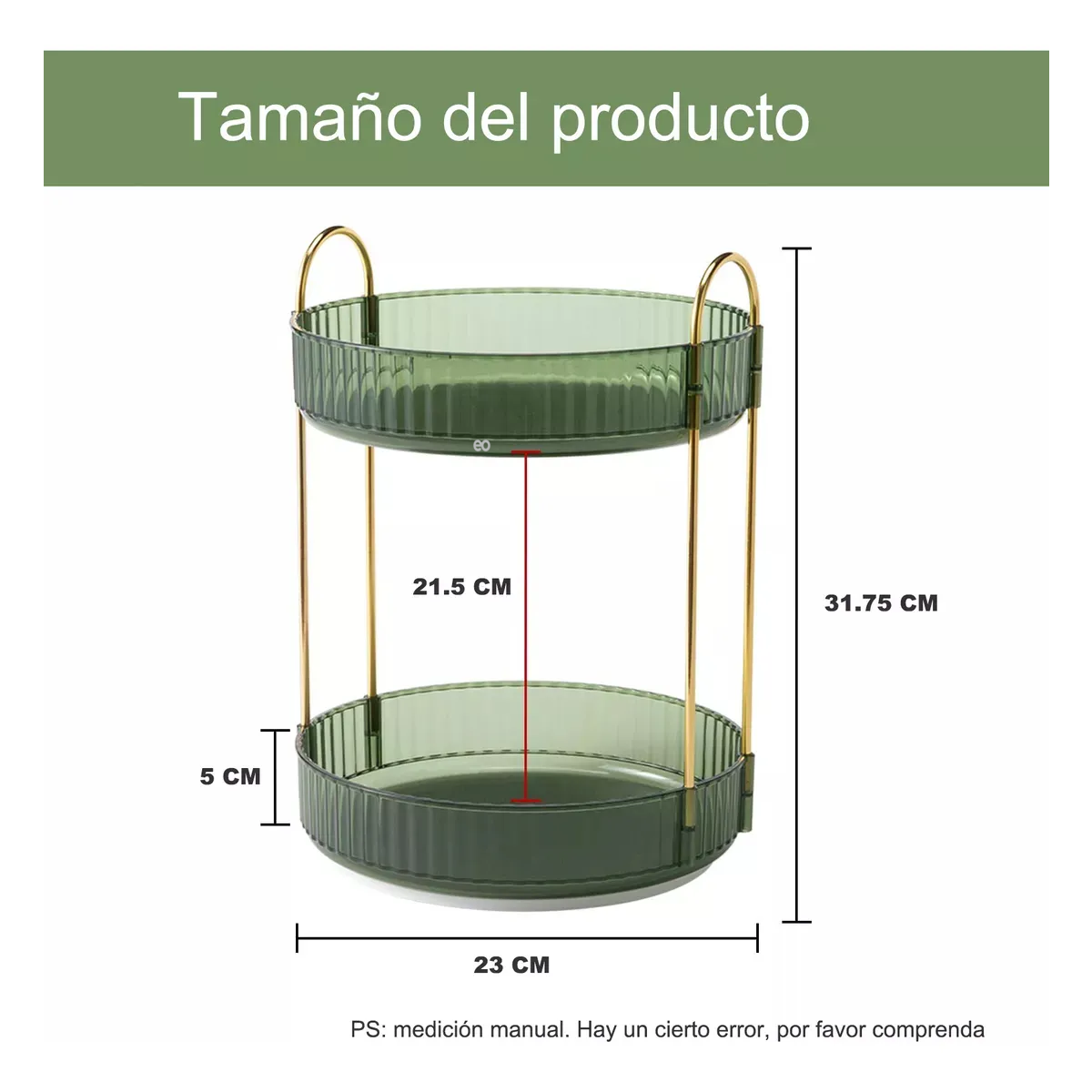 Foto 2 | Organizador De Maquillaje Giratorio De 360 Grados Para Tocador  Eo Safe Imports Esi-20300 Verde