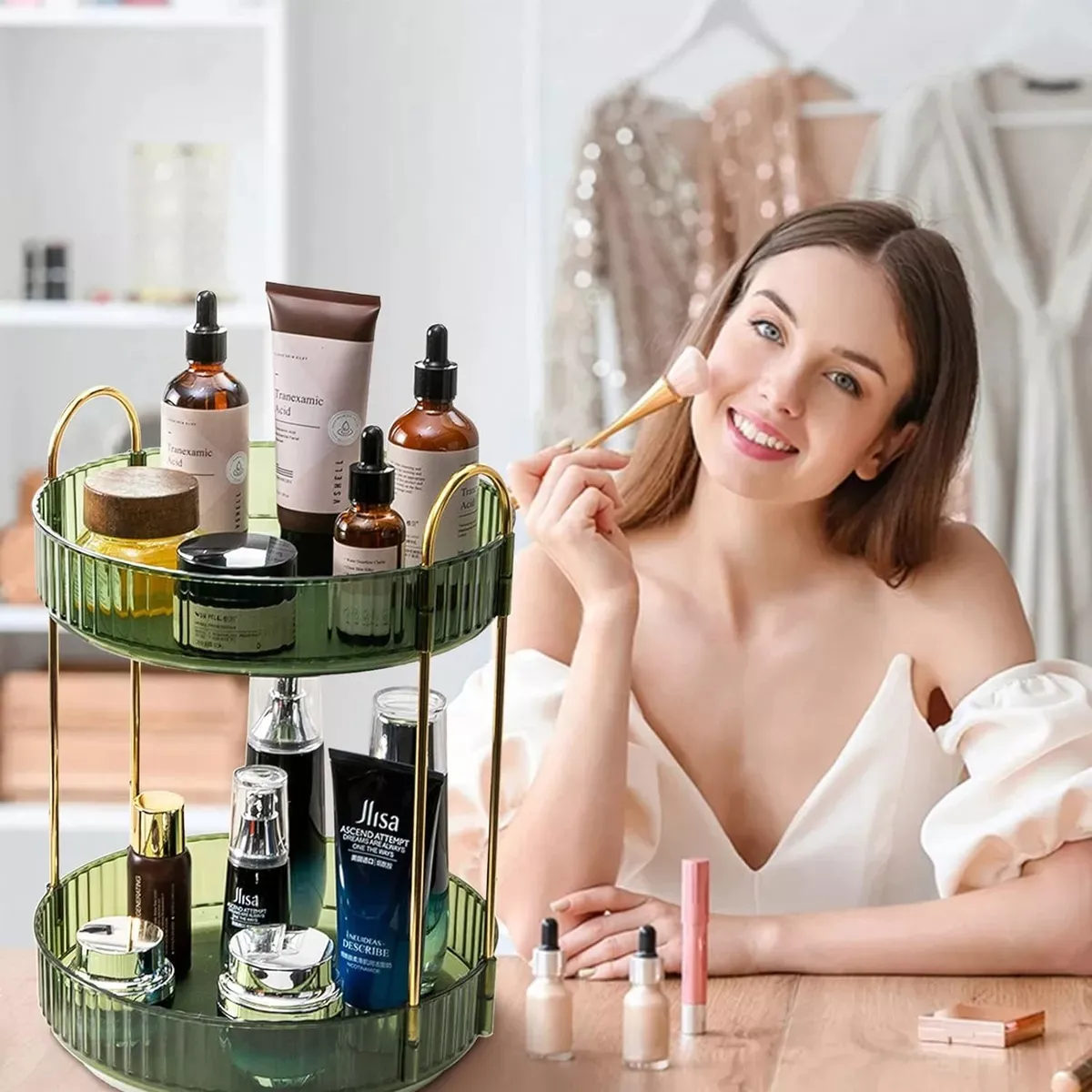 Foto 4 pulgar | Organizador De Maquillaje Giratorio De 360 Grados Para Tocador  Eo Safe Imports Esi-20300 Verde