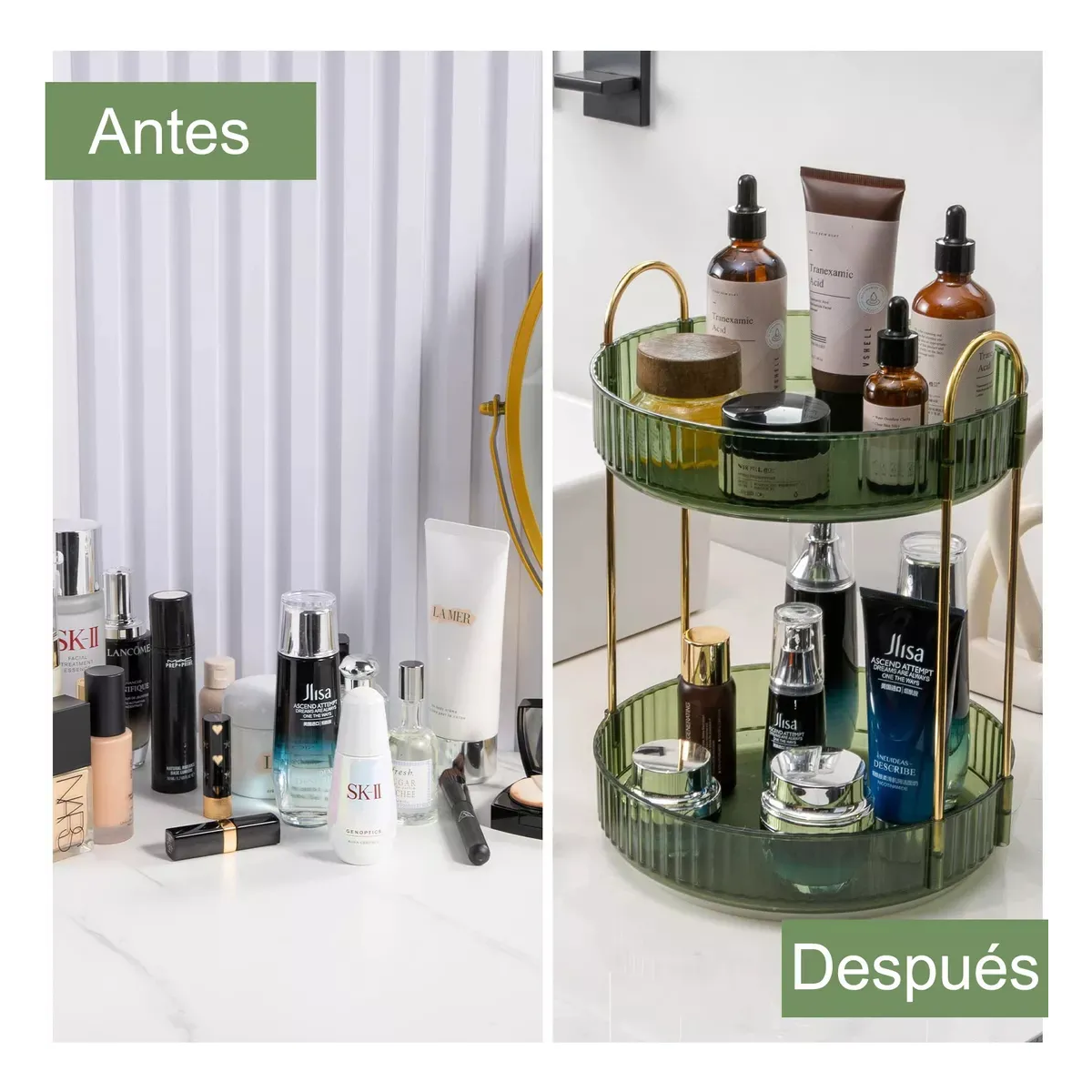 Foto 5 pulgar | Organizador De Maquillaje Giratorio De 360 Grados Para Tocador  Eo Safe Imports Esi-20300 Verde
