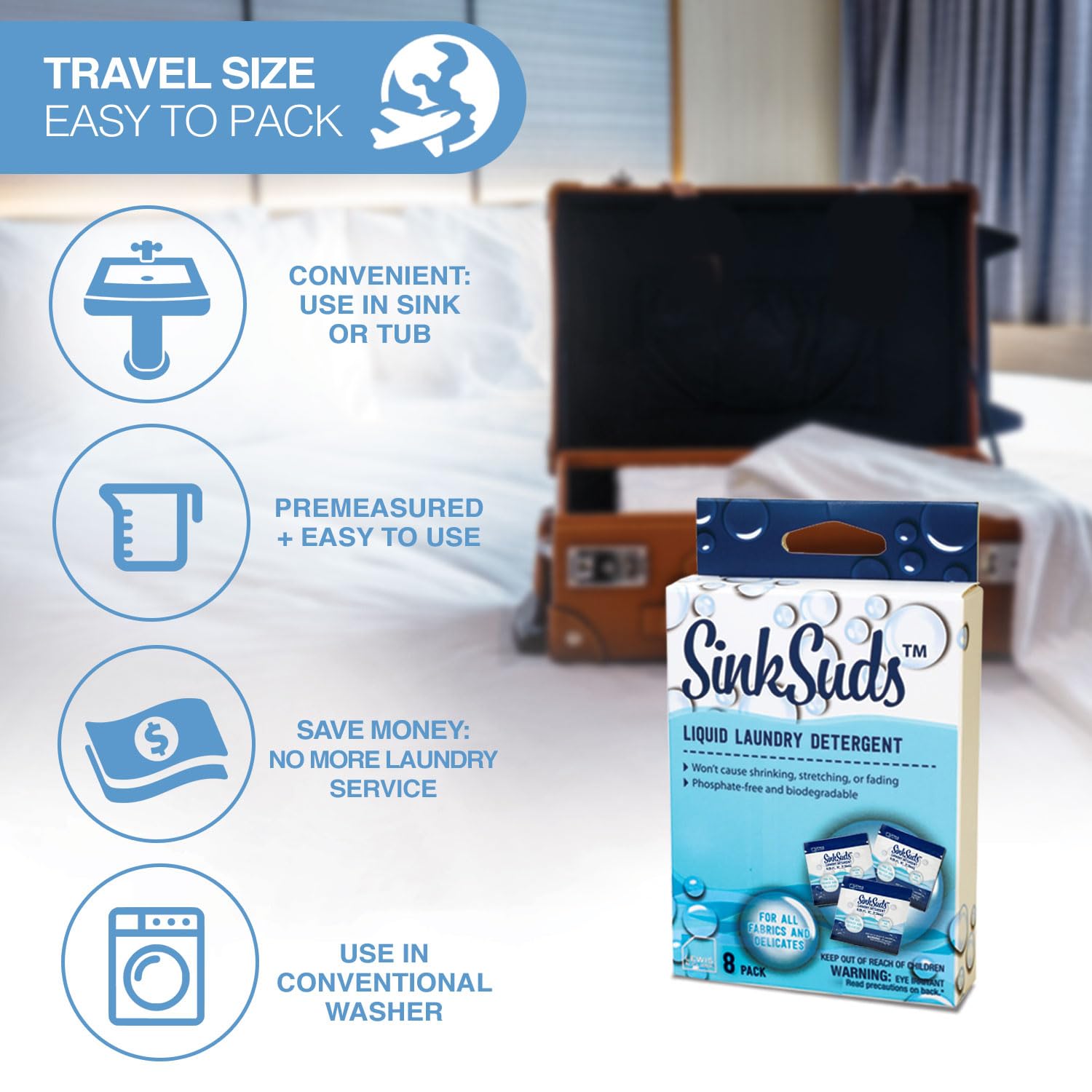 Foto 4 pulgar | Detergente Para Ropa Sinksuds  Jabón Líquido  12 Paquetes  Tamaño De Viaje - Venta Internacional.