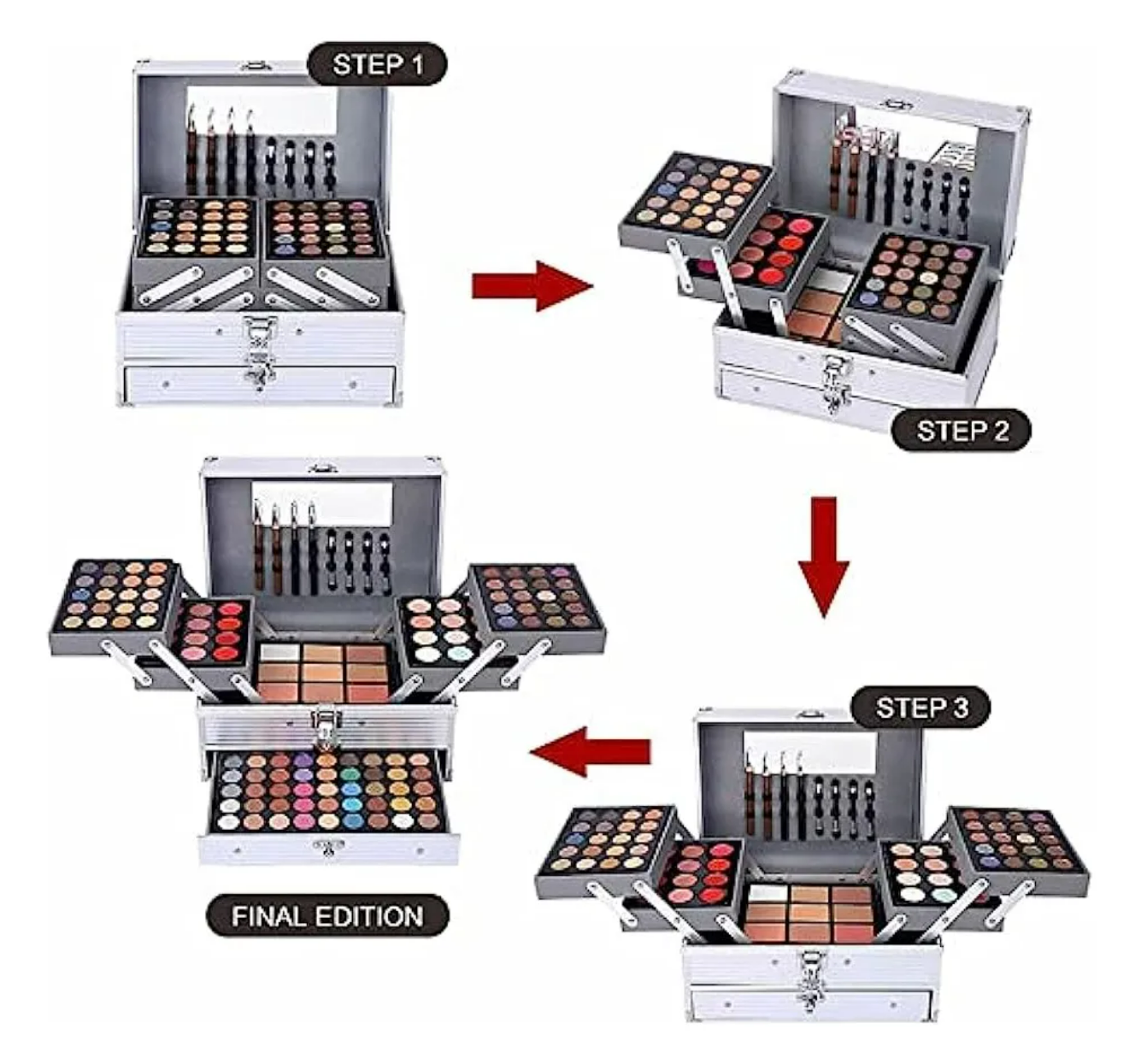 Foto 5 pulgar | Kit De Maquillaje Femenino Integrado De 132 Colores Plata