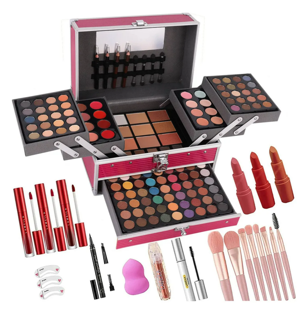 Foto 1 | Kit De Maquillaje Femenino Integrado De 132 Colores Rosa