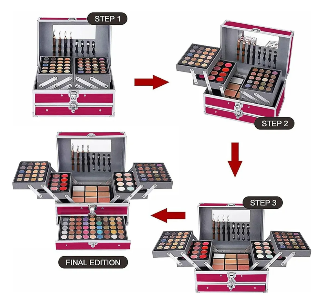 Foto 3 | Kit De Maquillaje Femenino Integrado De 132 Colores Rosa