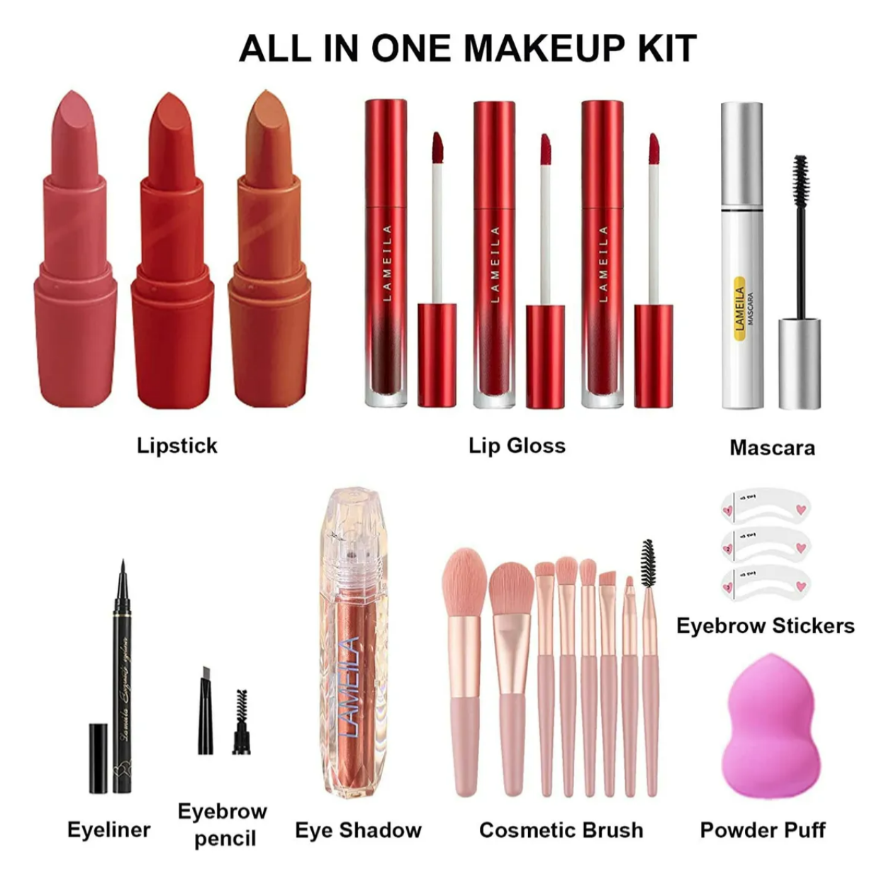 Foto 6 pulgar | Kit De Maquillaje Femenino Integrado De 132 Colores Rosa