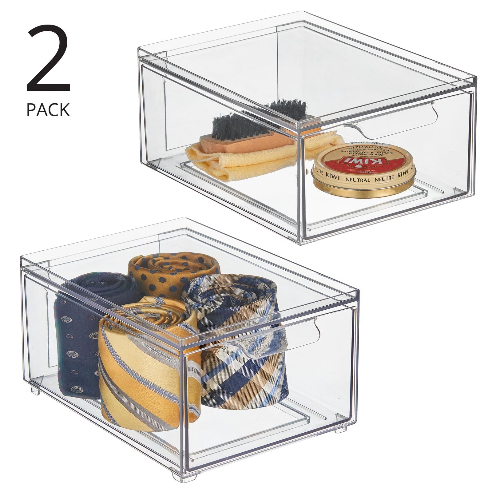 Foto 2 | Contenedores De Almacenamiento Mdesign Apilables Con 2 Cajones Extraíbles  Paquete De 2 - Venta Internacional.