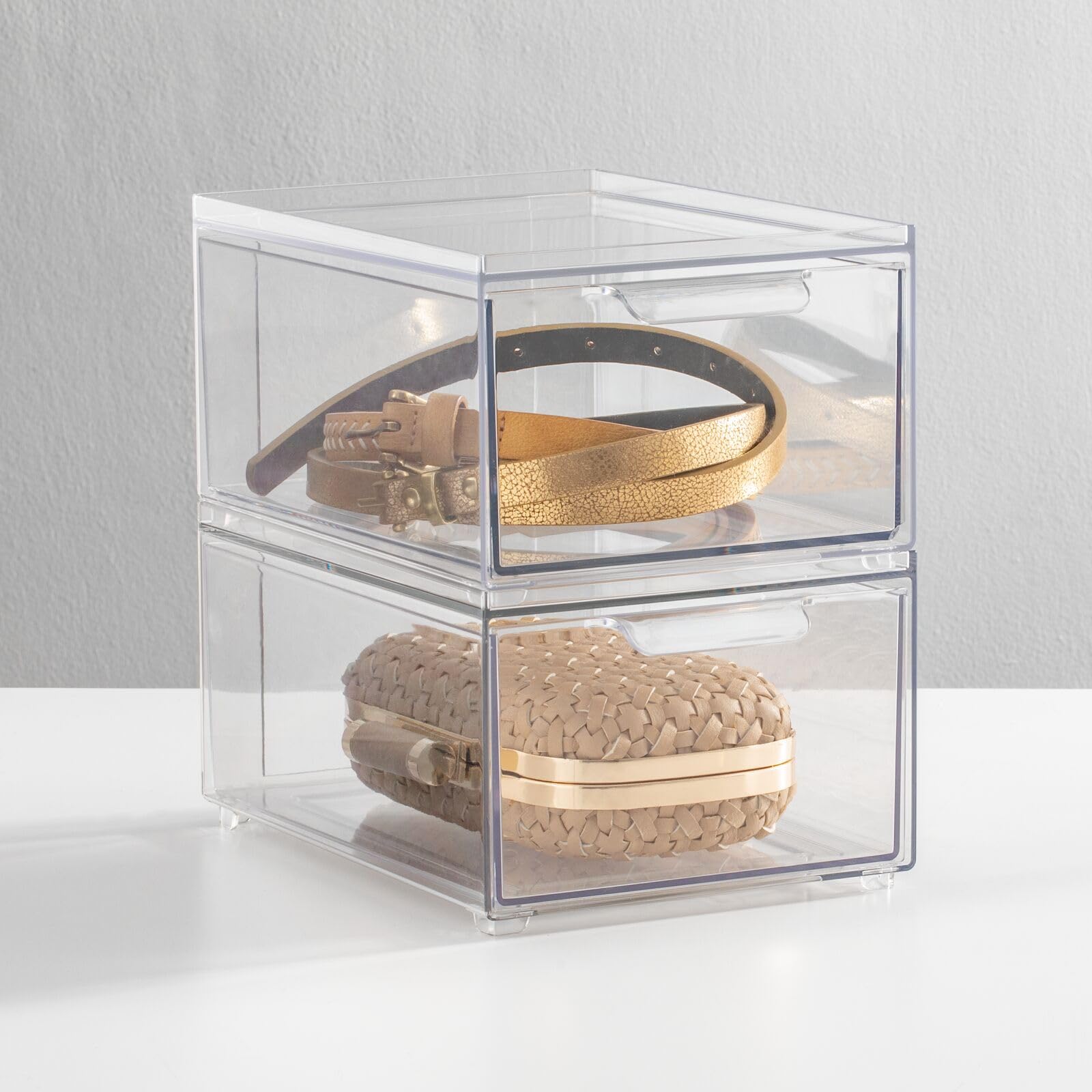 Foto 3 | Contenedores De Almacenamiento Mdesign Apilables Con 2 Cajones Extraíbles  Paquete De 2 - Venta Internacional.