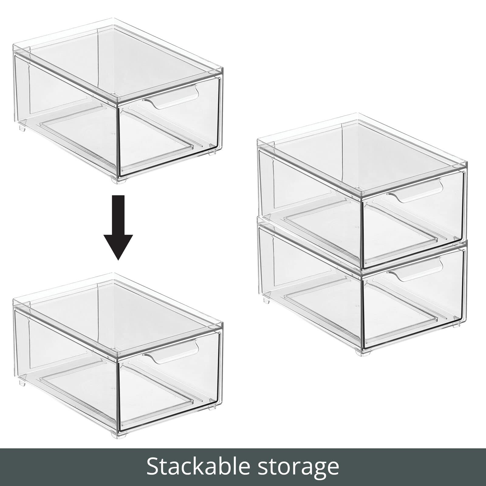 Foto 5 | Contenedores De Almacenamiento Mdesign Apilables Con 2 Cajones Extraíbles  Paquete De 2 - Venta Internacional.
