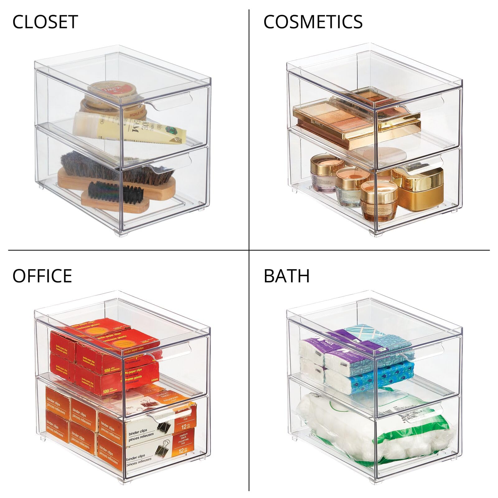 Foto 7 | Contenedores De Almacenamiento Mdesign Apilables Con 2 Cajones Extraíbles  Paquete De 2 - Venta Internacional.