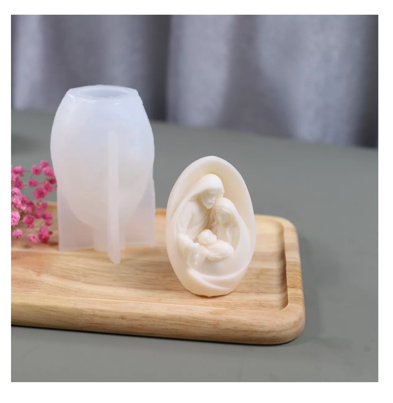 Foto 4 pulgar | Molde Silicon De Navidad Sagrada Familia Virgen Jesus Vela 3d Blanco