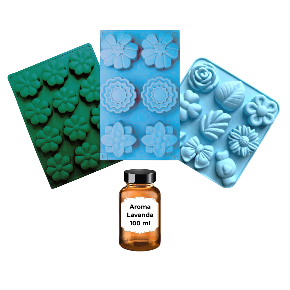 Moldes De Silicon 3 Piezas Para Jabon En Forma Floral Mas Esencia De Violeta 100 Ml