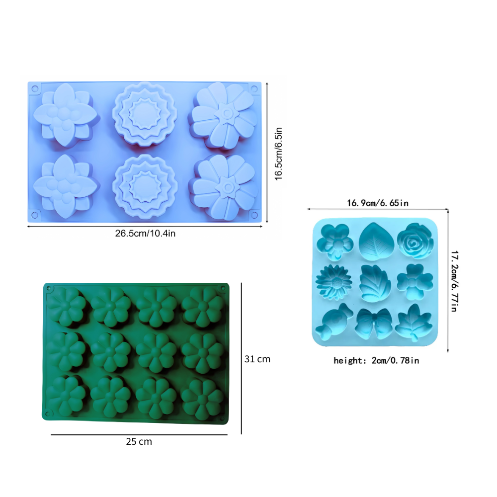 Foto 4 pulgar | Moldes De Silicon 3 Piezas Para Jabon En Forma Floral Mas Esencia De Violeta 100 Ml