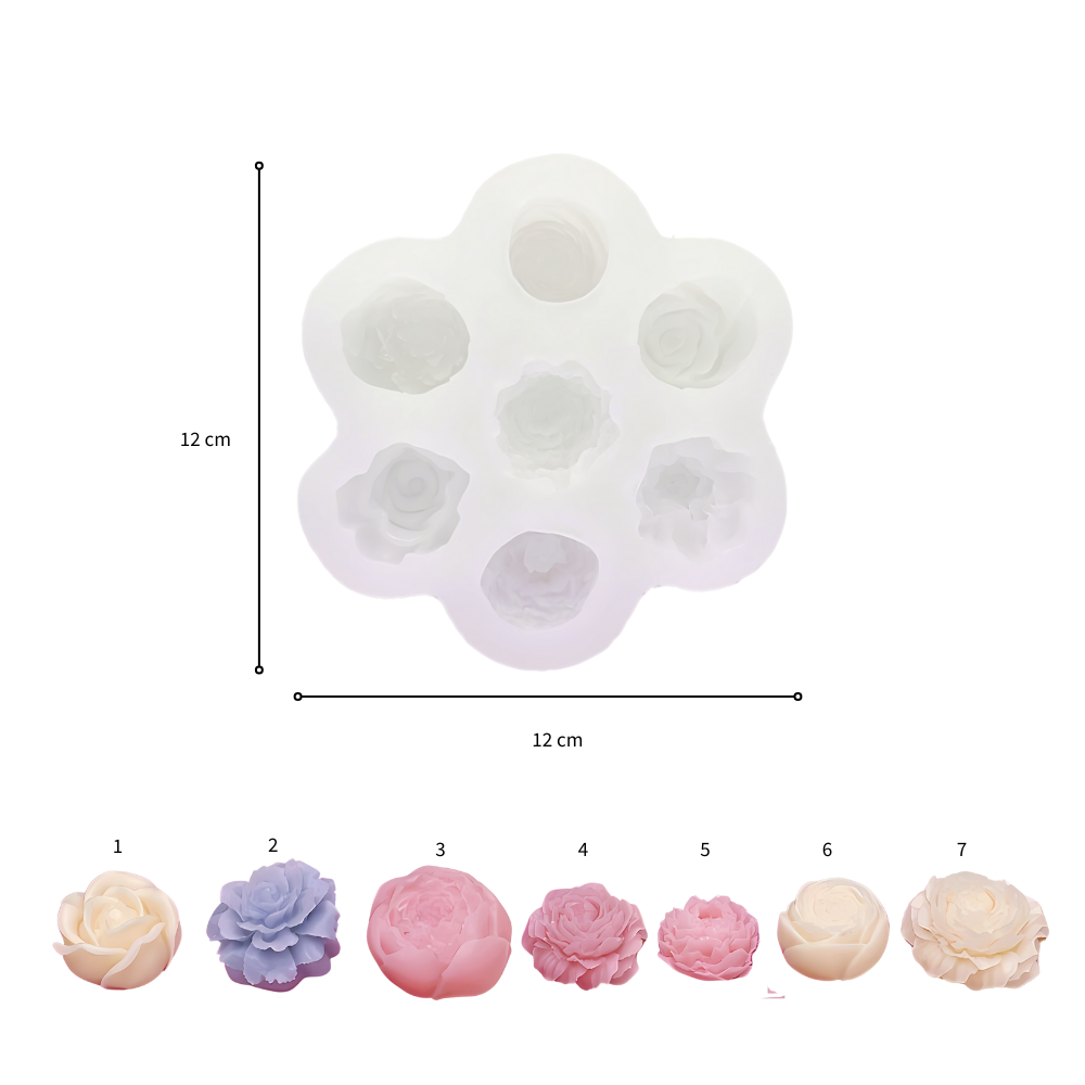 Foto 3 pulgar | Molde De Silicón Con 7 Flores Mix Para Vela